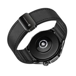 Okosóra szíj - Huawei Watch GT3 (46 mm) - F-Design FS20 - fekete eco-bőr szíj (22 mm)-4