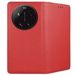 Telefontok Xiaomi 17 Ultra - piros mágneses szilikon keretes könyvtok-1