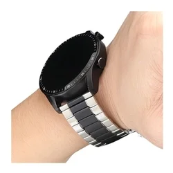 Okosóra szíj - Huawei Watch GT3 (46 mm) - ezüst/fekete rugalmas fém szíj (22 mm)-1