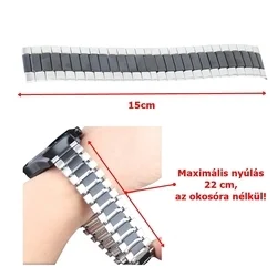 Okosóra szíj - Xiaomi Watch S3 - ezüst/fekete rugalmas fém szíj (22 mm)-3