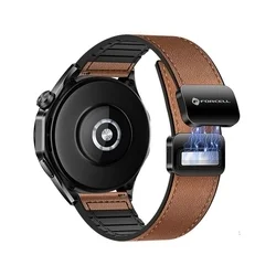 Okosóra szíj - Huawei Watch GT / GT2 / GT2 Pro (46 mm) / GT Runner 2 - F-Design FS20 - barna eco-bőr szíj (22 mm)-1