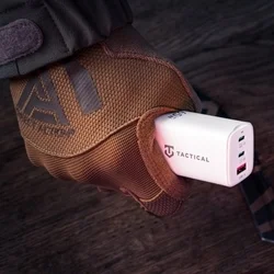 Telefon töltő: Tactical FlashBang GaN - 2x Type-C (USB-C) / USB portos, fehér hálózati töltőfej, 65W-3
