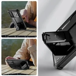 Telefontok Samsung Galaxy A37 5G - Tech- Protect Kevlar Pro- átlátszó előlap + plexi fekete hátlapi 360°-os tok , kitámasztható-1