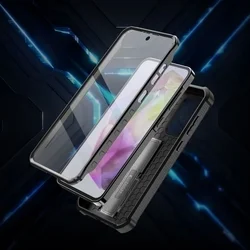 Telefontok Samsung Galaxy A37 5G - Tech- Protect Kevlar Pro- átlátszó előlap + plexi fekete hátlapi 360°-os tok , kitámasztható-2
