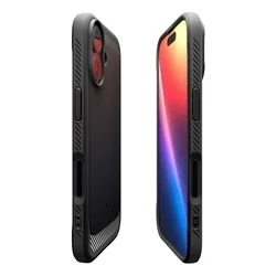Telefontok iPhone 16 - SPIGEN Rugged Armor Mag - MagSafe kompatibilis fekete hátlap tok-3