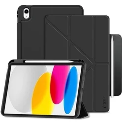 Tablettok iPad 2022 10.9 (iPad 10) - fekete ORIGAMI smart case, ceruza tartóval-1