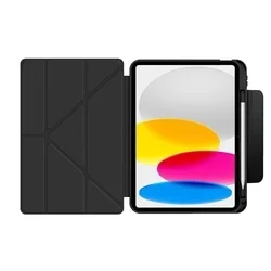 Tablettok iPad 2025 10.9 (iPad 11) - fekete ORIGAMI smart case, ceruza tartóval-2