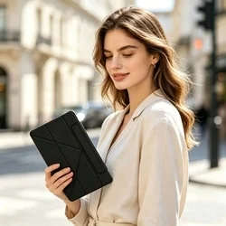 Tablettok iPad 2025 10.9 (iPad 11) - fekete ORIGAMI smart case, ceruza tartóval-8