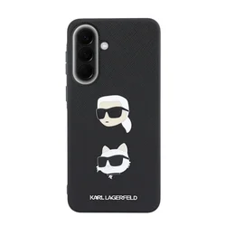 Telefontok Samsung Galaxy A57 5G - Karl Lagerfeld - Metal Karl & Choupette - hátlap tok, fekete-2