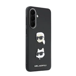 Telefontok Samsung Galaxy A57 5G - Karl Lagerfeld - Metal Karl & Choupette - hátlap tok, fekete-3