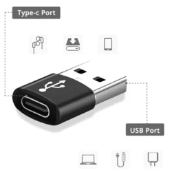 Univerzális adapter - Type-C (USB-C) bemenet / USB kimenet, fekete-3