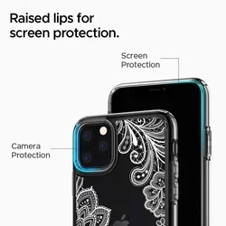 iPhone 11 PRO Telefontok - SPIGEN CIEL átlátszó fehér mandala mintás hátlap tok-5