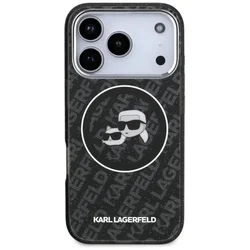 Telefontok iPhone 17 Pro - Karl Lagerfeld Glitter K&C Heads - MagSafe kompatibilis hátlap tok, fekete-2