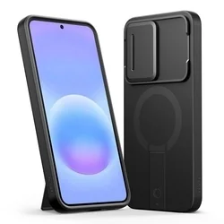 Telefontok Samsung Galaxy A57 - Tech- Protect Kevlar Aura - MagSafe kompatibilis hátlap tok, fekete/narancs-1