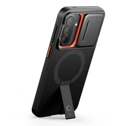 Telefontok Samsung Galaxy A57 - Tech- Protect Kevlar Aura - MagSafe kompatibilis hátlap tok, fekete/narancs-2