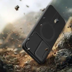Telefontok Samsung Galaxy A57 - Tech- Protect Kevlar Aura - MagSafe kompatibilis hátlap tok, fekete/narancs-5