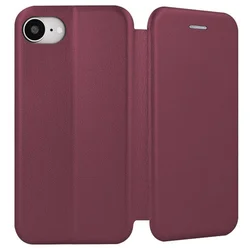 Telefontok iPhone 16e - Smart Diva burgundi mágneses könyvtok-1