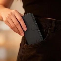 Telefontok Xiaomi 17T - Tech- Protect Wallet - fekete bőr könyvtok, ráhajtófüllel ﻿-1