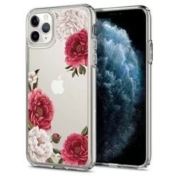 iPhone 11 PRO MAX Telefontok - SPIGEN CIEL átlátszó rózsa mintás hátlap tok-5