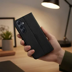 Telefontok Samsung Galaxy A17 5G - 4Card jelblokkolós (RFID) fekete, ráhajtófüles könyvtok-4