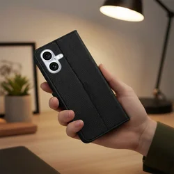 Telefontok iPhone 17 - 4Card jelblokkolós (RFID) fekete, ráhajtófüles könyvtok-4
