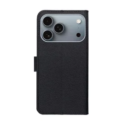 Telefontok iPhone 17 Pro - 4Card jelblokkolós (RFID) fekete, ráhajtófüles könyvtok-1