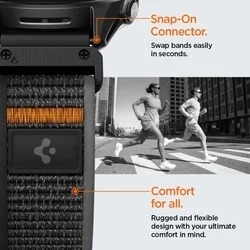 Garmin QUICKFIT 22 mm - Spigen Athlex Air - okosóra szövet szíj, fekete/narancssárga-7
