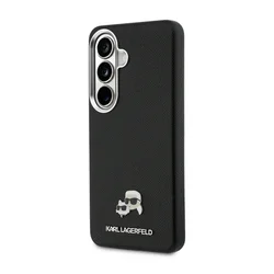 Telefontok Samsung Galaxy S26 - Karl Lagerfeld Grained PU Leather K&CH Heads - MagSafe kompatibilis, fekete hátlap tok ﻿-1