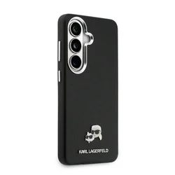 Telefontok Samsung Galaxy S26 - Karl Lagerfeld Grained PU Leather K&CH Heads - MagSafe kompatibilis, fekete hátlap tok ﻿-3