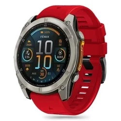 Okosóra szilikon szíj - GARMIN FENIX 5X / 5X PLUS / 6X / 6X PRO / 7X / 8 / 8 PRO (51 MM) - TECH-PROTECT Iconband piros szilikon szíj-1