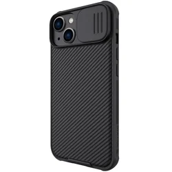 Telefontok iPhone 15 Plus - Nillkin csúsztatható kameravédős fekete hátlap tok-1