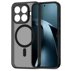 Telefontok Xiaomi 17T - Tech-Protect Magmat MagSafe kompatibilis áttetsző műanyag hátlap tok, fekete szilikon kerettel-1