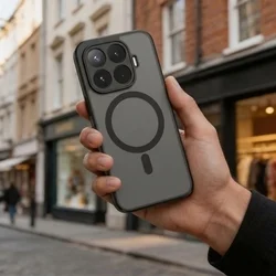 Telefontok Xiaomi 17T Pro - Tech-Protect Magmat MagSafe kompatibilis áttetsző műanyag hátlap tok, fekete szilikon kerettel-4
