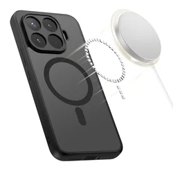 Telefontok Xiaomi 17T Pro - Tech-Protect Magmat MagSafe kompatibilis áttetsző műanyag hátlap tok, fekete szilikon kerettel-5