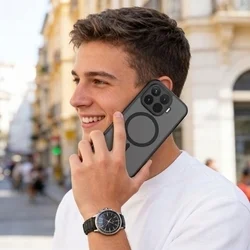 Telefontok Xiaomi 17T Pro - Tech-Protect Magmat MagSafe kompatibilis áttetsző műanyag hátlap tok, fekete szilikon kerettel-6