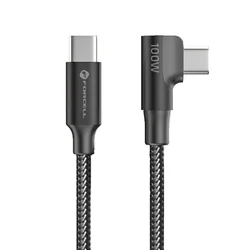 Forcell F-Energy - Type-C / Type-C (USB-C) szövet kábel (90 fokban elfordított csatlakozó véggel), 2m / 100W-2