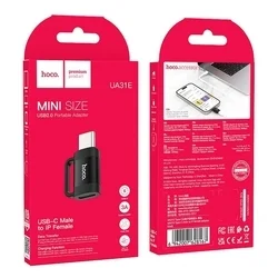 Adapter: HOCO UA31E - Type-C (USB-C) / Lightning, fekete adapter-4