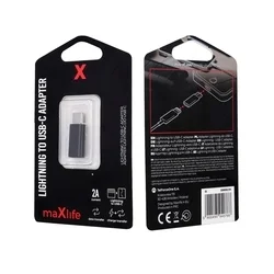 Adapter: MaxLife - Type-C (USB-C) / Lightning, fekete adapter-2