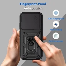 Telefontok Honor 600 Lite 5G - Camshield - fekete szilikon tok, kitámasztó ujjgyűrűvel, csúsztatható kameravédővel-2