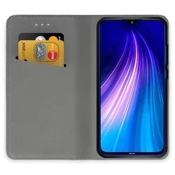 Xiaomi Redmi Note 8 / Note 8 2021 Telefontok - fekete mágneses szilikon keretes könyvtok-2
