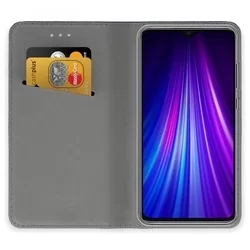 Xiaomi Redmi Note 8 Pro Telefontok - kék mágneses szilikon keretes könyvtok-1