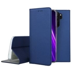 Xiaomi Redmi Note 8 Pro Telefontok - kék mágneses szilikon keretes könyvtok-2