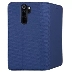 Xiaomi Redmi Note 8 Pro Telefontok - kék mágneses szilikon keretes könyvtok-3