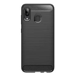 Samsung Galaxy A40 Telefontok - Carbon Fiber fekete szilikon tok-1