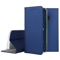 Huawei P30 Lite Telefontok - kék mágneses szilikon keretes könyvtok-1