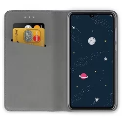 Huawei P30 Lite Telefontok - kék mágneses szilikon keretes könyvtok-2