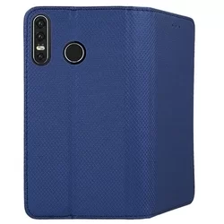 Huawei P30 Lite Telefontok - kék mágneses szilikon keretes könyvtok-3