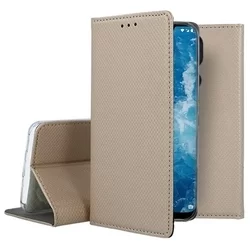 Nokia 8.1 Telefontok - arany mágneses szilikon keretes könyvtok #2-1