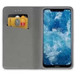 Nokia 8.1 Telefontok - arany mágneses szilikon keretes könyvtok #2-3
