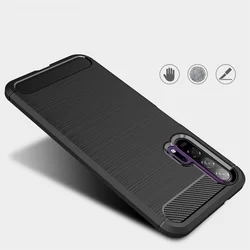 Honor 20 / Huawei Nova 5T Telefontok - Carbon Fiber fekete szilikon tok-4